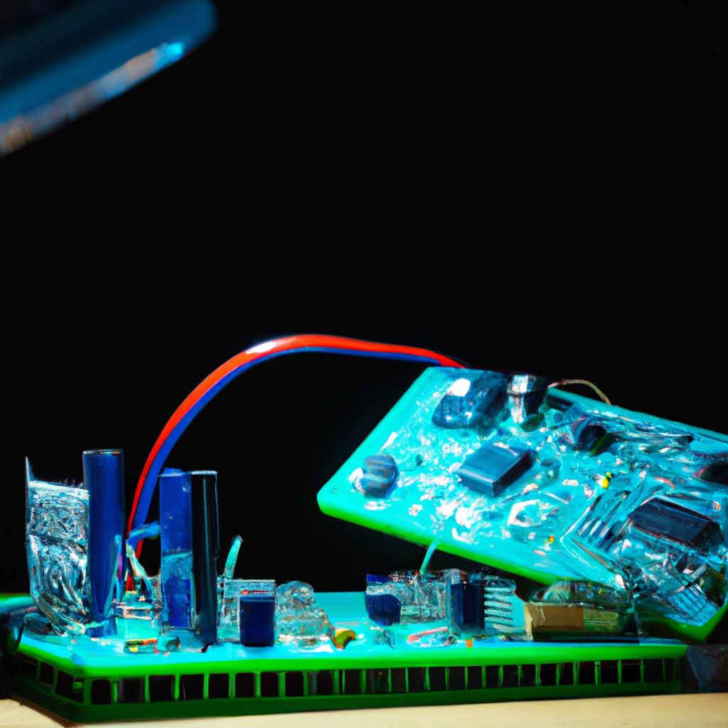 Gros plan sur microcontrôleur programmé, atelier de soudure